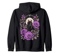 Chat Gothique Lune Roses Violettes Cadeaux esthétiques Sombres Sweat à Capuche