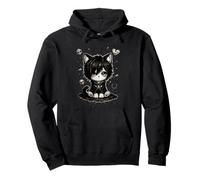 Chat Gothique Triste Emo Kawaii Dark Esthétique Illustration Goth Girl Sweat à Capuche