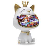 Chat Gourmand | Vide Poche Blanc Garni d'un Assortiment de 30 chocolats Milka, Kinder et Célébrations | Coffret Original à Offrir