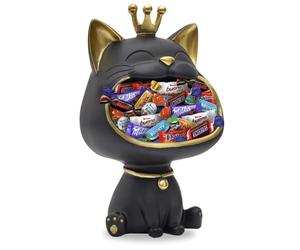 Chat Gourmand | Vide Poche Noir Garni d'un Assortiment de 30 chocolats Milka, Kinder et Célébrations | Coffret Original à Offrir