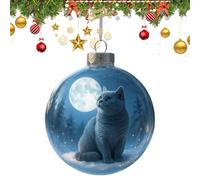 Chat gravé - Collection de décorations de Noël en verre en forme de chat mignon 9 x 9 cm | Boule décorative en polypropylène - Décoration de vacances 3D vive | Arbre, cheminée, maison, bureau