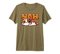 Chat Grincheux drôle Disant Nah T-Shirt Haut de Gamme