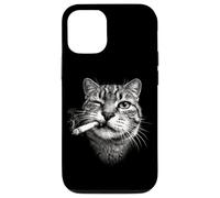 Chat Grincheux fumant Une Cigarette avec des Lunettes Nerd Coque pour iPhone 12/12 Pro