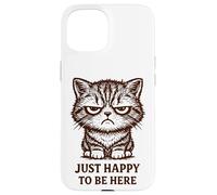 Chat Grincheux Mignon mais Moody Just Happy to Be Here rétro Coque pour iPhone 15