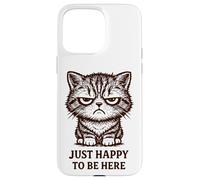 Chat Grincheux Mignon mais Moody Just Happy to Be Here rétro Coque pour iPhone 15 Pro Max