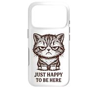 Chat Grincheux Mignon mais Moody Just Happy to Be Here rétro Coque pour iPhone 17 Pro
