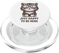 Chat Grincheux Mignon mais Moody Just Happy to Be Here rétro PopSockets PopGrip pour MagSafe