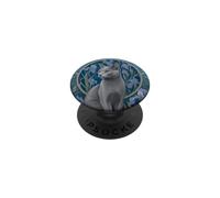 Chat Gris élégant Art Nouveau Russe Bleu PopSockets PopGrip Adhésif