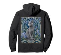 Chat Gris élégant Art Nouveau Russe Bleu Sweat à Capuche