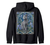 Chat Gris élégant Art Nouveau Russe Bleu Sweat à Capuche