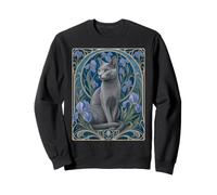 Chat Gris élégant Art Nouveau Russe Bleu Sweatshirt
