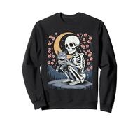 Chat Gris Squelette Chaton Halloween Japonais Sweatshirt