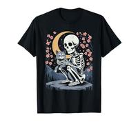 Chat Gris Squelette Chaton Halloween Japonais T-Shirt