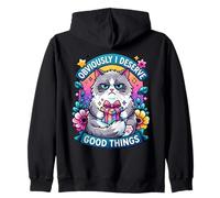 Chat Grognon Évidemment Je Mérite de Bonnes Choses Drôle Sweat à Capuche