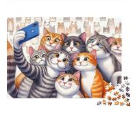 Chat Groupe Portrait 1000 Pièces Mini Puzzle pour Adultes Décoration