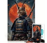Chat Guerrier samouraï avec épée Puzzle de 1000 pièces pour Adultes Stimule la mémoire, apaise l'esprit Design créatif à Assembler (38x26cm)