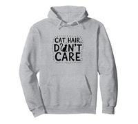 Chat Hair Don't Care - Typographie Amusante pour Les Amoureux des Animaux de Compagnie, Chat Sweat à Capuche, Unisexe pour Adultes, Gris Chiné, L