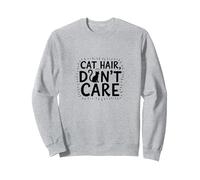 Chat Hair Don't Care - Typographie Amusante pour Les Amoureux des Animaux de Compagnie, Chat Sweatshirt, Unisexe pour Adultes, Gris Chiné, XXL