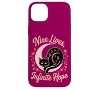 Chat Halloween 9 Vies Rubans Roses Cancer Sein Coque pour iPhone 14 Plus