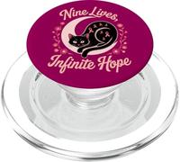Chat Halloween 9 Vies Rubans Roses Cancer Sein PopSockets PopGrip pour MagSafe