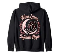Chat Halloween 9 Vies Rubans Roses Cancer Sein Sweat à Capuche