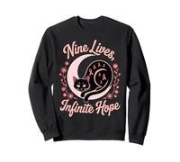 Chat Halloween 9 Vies Rubans Roses Cancer Sein Sweatshirt