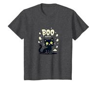 Chat Halloween Boo Kitty Fantômes effrayants Mignon Drôle T-Shirt, Enfant, Chiné Foncé, 2 Ans
