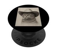 Chat Hors-la-Loi Vintage Western Cowboy PopSockets PopGrip Adhésif