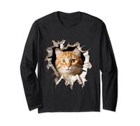 Chat humoristique trompe-l'oeil-illusions-funny-wand Manche Longue