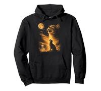 Chat Hurlant à la Lune Nature Animal Graphique Amoureux des Chats Sweat à Capuche
