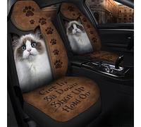 Chat Innocent, Entre, Assieds-Toi, Tais-Toi, Motif en Cuir 2 Pièces Housses De Siège De Voiture Avant Confort Housse Couverture Couvre Sieges Respirantes Siège Avant Housses Universel