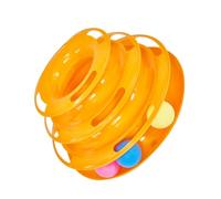 Chat Interactif à Trois Niveaux, Plateau Rond Orange | Plastique, pour Chatons et Chats, Garde les Petits Actifs, Piste Ludique Rotative