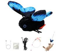 Chat interactif de jouet de papillon de battement de détection intelligente | Conception rechargeable, activée par le mouvement, encourage la poursuite des bonds, empêche votre chat(bleu)
