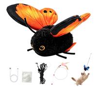 Chat interactif de jouet de papillon de battement de détection intelligente | Conception rechargeable, activée par le mouvement, encourage la poursuite des bonds, empêche votre chat(Orange)