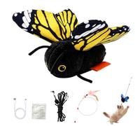 Chat interactif de jouet de papillon de battement de détection intelligente | Conception rechargeable, activée par le mouvement, encourage la poursuite des bonds, empêche votre chat(Yellow)