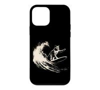 Chat intrépide chevauchant Une Planche de Surf à Travers Un Immense océan de Curling Coque pour iPhone 12 Mini