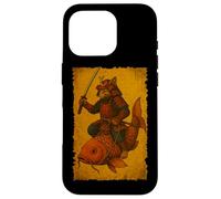 Chat Japonais chevauchant Un Poisson koï Ukiyo-e Samouraï Art sur Bois Coque pour iPhone 16 Pro