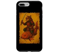 Chat Japonais chevauchant Un Poisson koï Ukiyo-e Samouraï Art sur Bois Coque pour iPhone 7 Plus/8 Plus