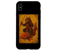 Chat Japonais chevauchant Un Poisson koï Ukiyo-e Samouraï Art sur Bois Coque pour iPhone XS Max