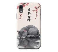 Chat Japonais Mignon endormi sous Un Cerisier en Fleurs Sakura Coque pour iPhone XR