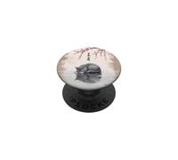 Chat Japonais Mignon endormi sous Un Cerisier en Fleurs Sakura PopSockets PopGrip Adhésif
