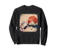 Chat Japonais Mount Fuji Art Sakura Red Sun Feline Culture Sweatshirt