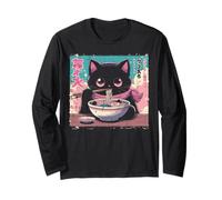 Chat Japonais Ramen Mignon Ukiyoe Art Tout-Petits Filles Enfants Femmes Manche Longue