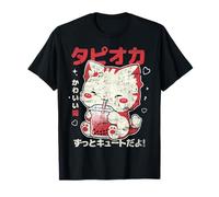 Chat Japonais Vintage esthétique Kawaii Boba Mignon Anime Neko T-Shirt