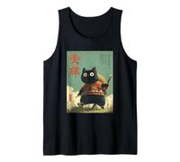 Chat Japonais Vintage Samouraï Sumi-e Art Voyage Warrior Anime Débardeur