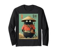 Chat Japonais Vintage Samouraï Sumi-e Traveler Warrior Anime Manche Longue