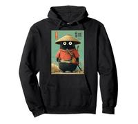 Chat Japonais Vintage Samouraï Sumi-e Traveler Warrior Anime Sweat à Capuche