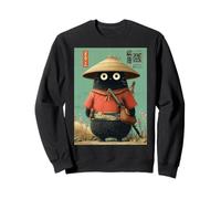 Chat Japonais Vintage Samouraï Sumi-e Traveler Warrior Anime Sweatshirt