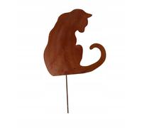 Kapaga - Figurine de jardin en métal rouillé sur pattes à enfoncer - Figurine animale décorative - Décoration de jardin (chat - Hauteur 30 cm)
