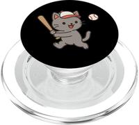 Chat Jouant au Baseball.Cute Kawaii Sports Cat PopSockets PopGrip pour MagSafe
